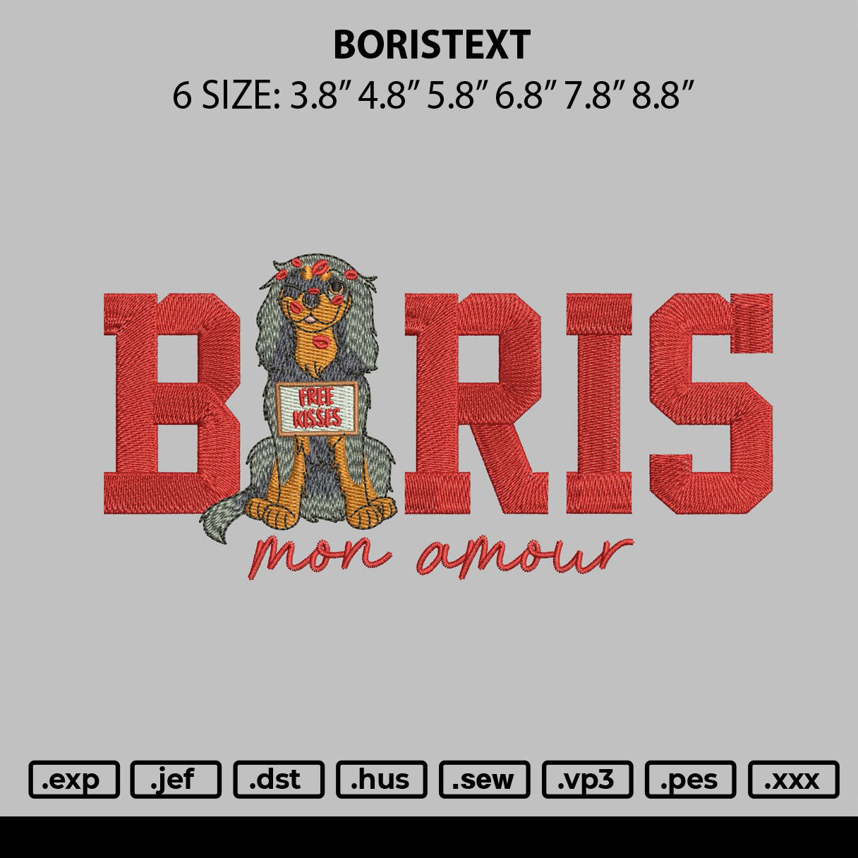 Boristext Embroidery File 6 sizes