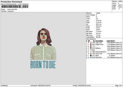 Borntext 02 Embroidery File 6 sizes