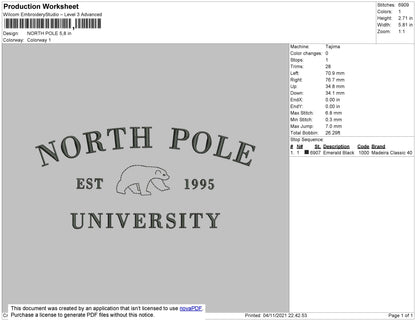 North Pole Embroidery File 4 size