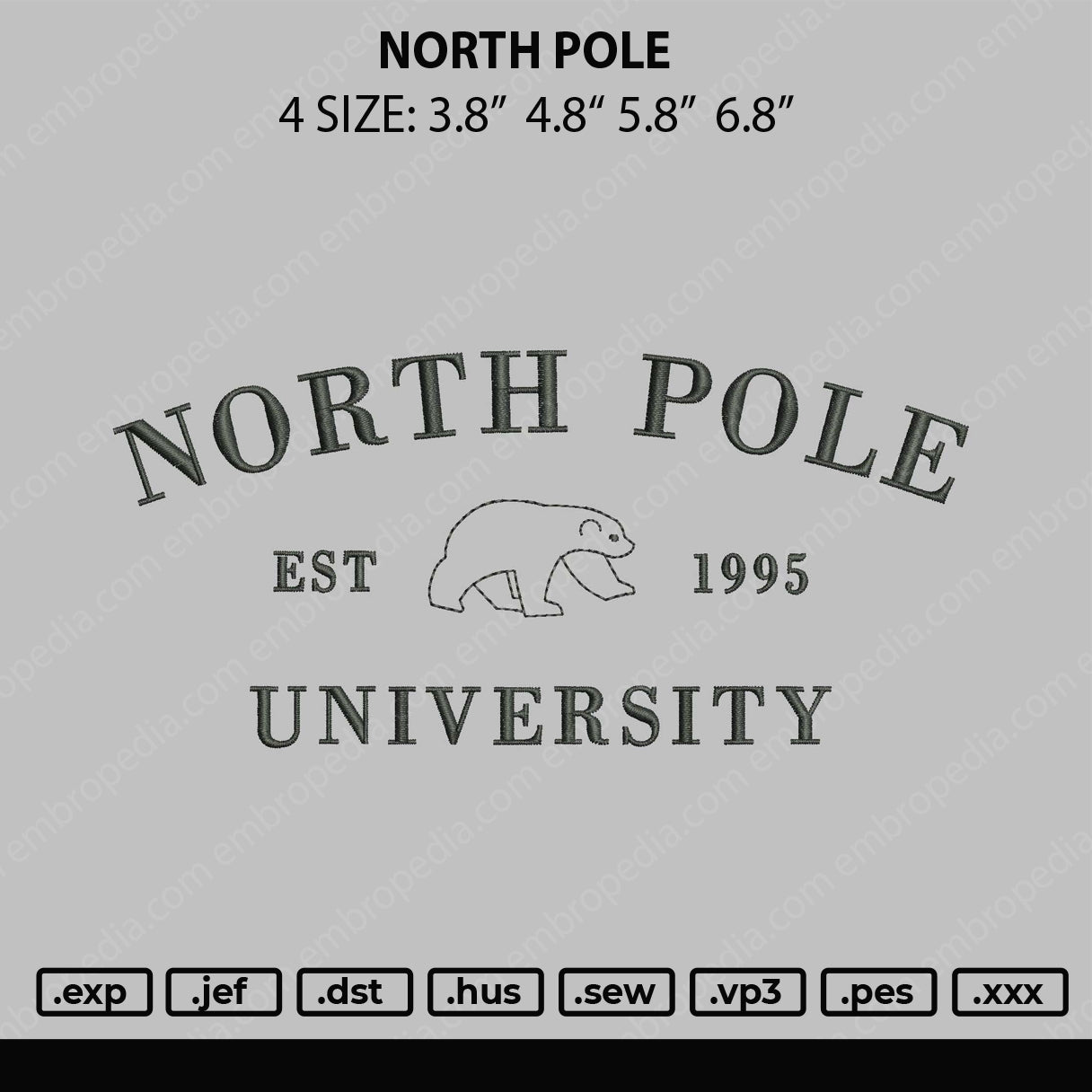 North Pole Embroidery File 4 size