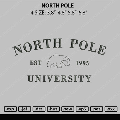 North Pole Embroidery File 4 size