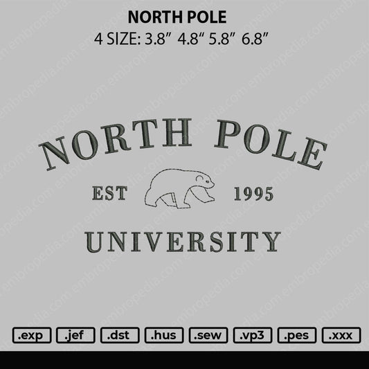North Pole Embroidery File 4 size