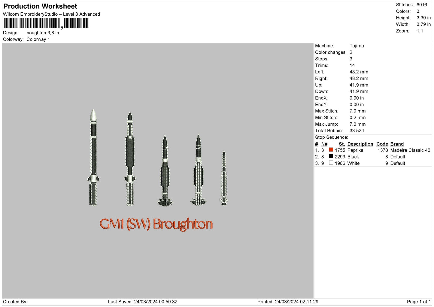 Sw Text Embroidery File 6 sizes