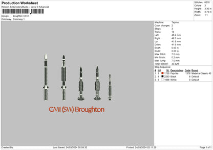 Sw Text Embroidery File 6 sizes