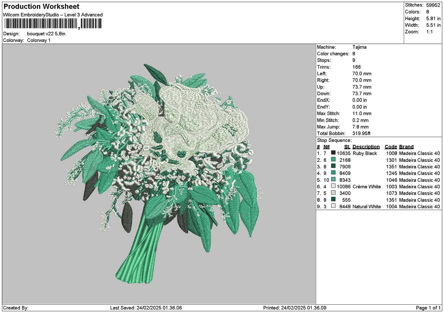 Bouquete V22 Embroidery File 6 sizes
