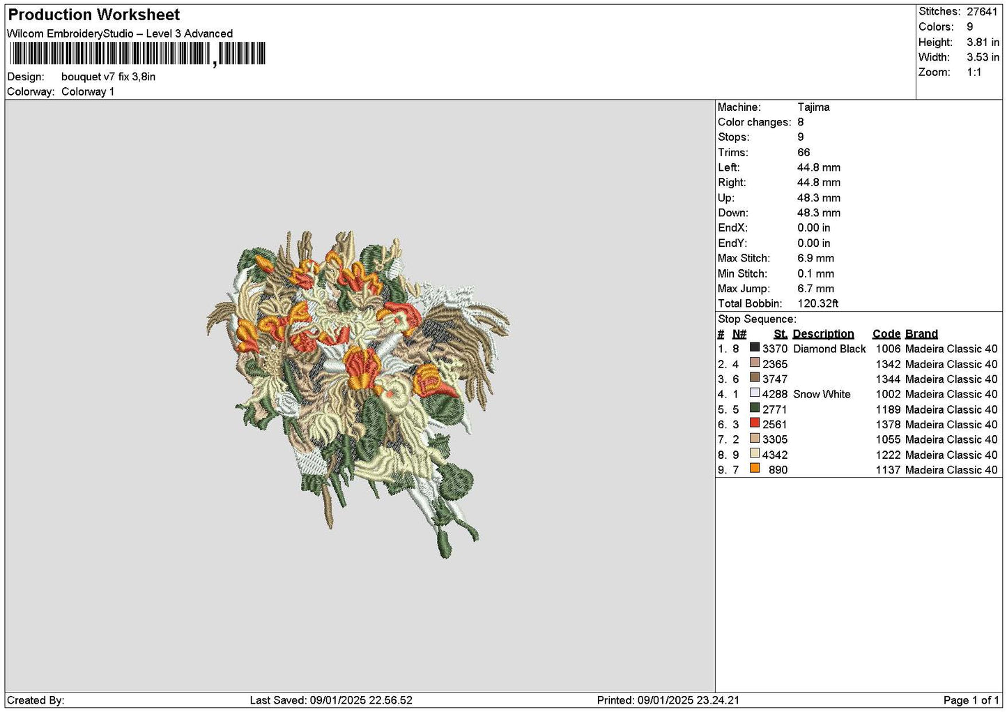 Bouquete2312 Embroidery File 6 sizes