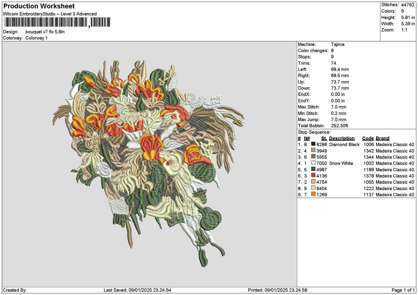 Bouquete2312 Embroidery File 6 sizes