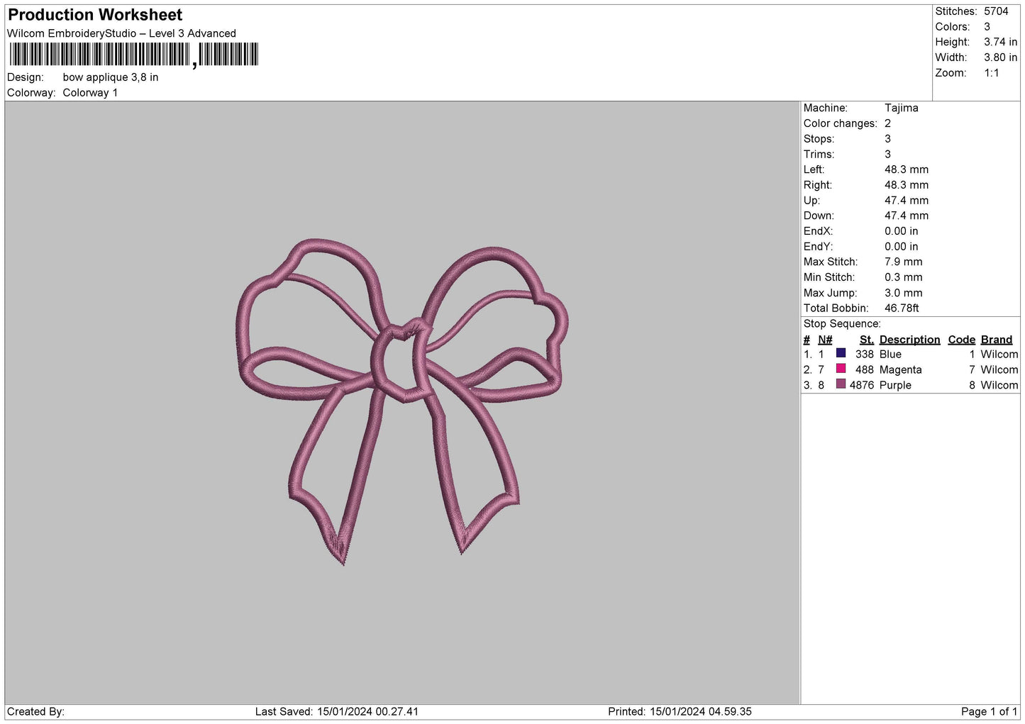 Bow Applique Embroidery File 6 sizes
