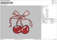 Bow Cherry Embroidery File 6 sizes