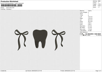 Bows Tooth Embroidery File 6 size