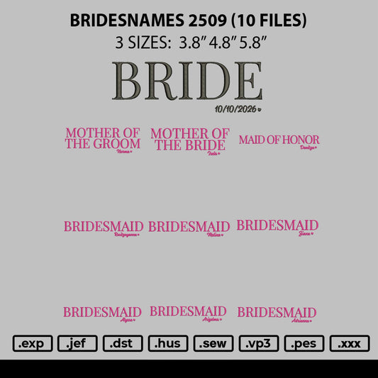 Bridesnames 2509 Embroidery 10 Files