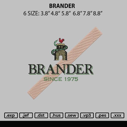 Brander Embroidery Design File 6 sizes