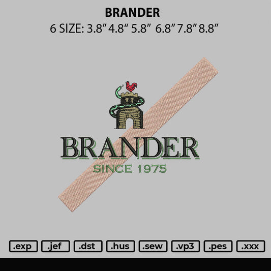Brander Embroidery Design File 6 sizes