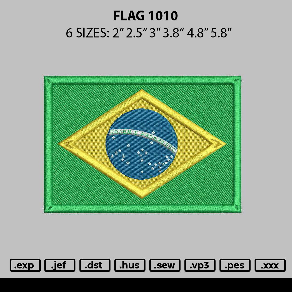 Flag 1010 Embroidery File 6 sizes
