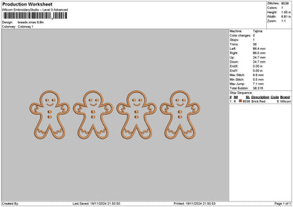 Breadsxmas 1911 Embroidery File 6 sizes