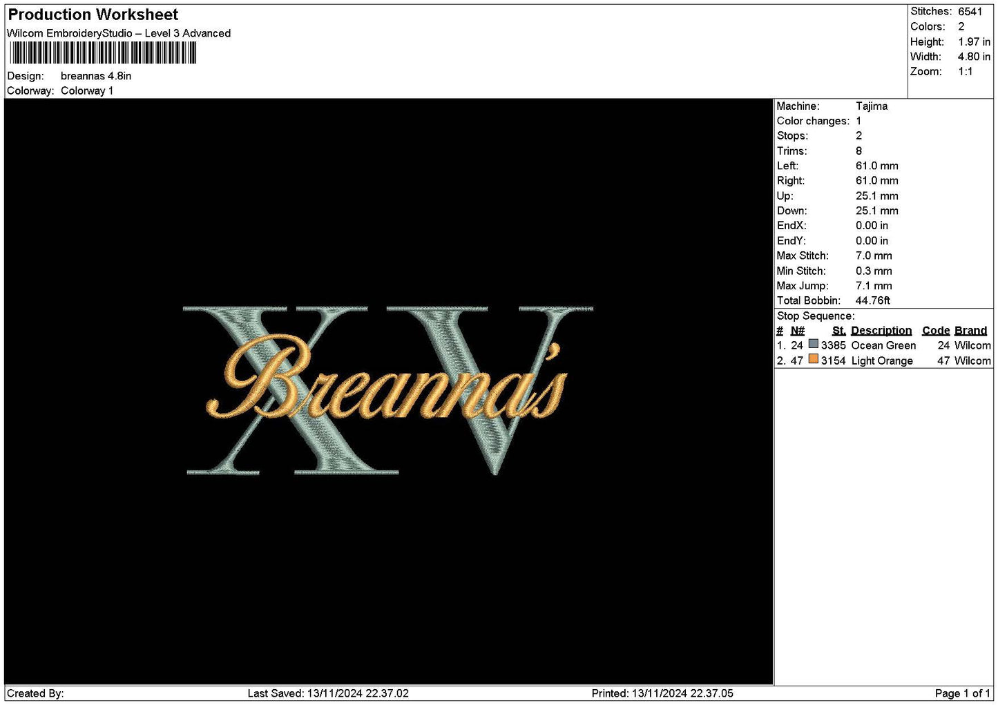 Breannastext Embroidery File 6 sizes