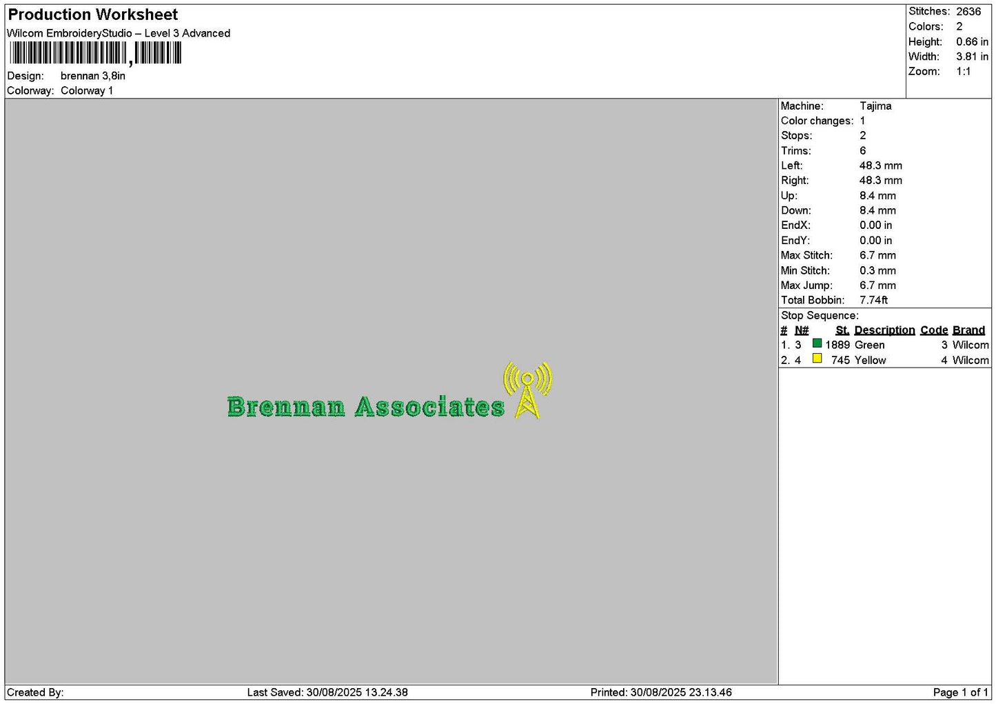 Brennantext Embroidery File 6 sizes