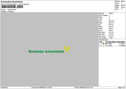 Brennantext Embroidery File 6 sizes