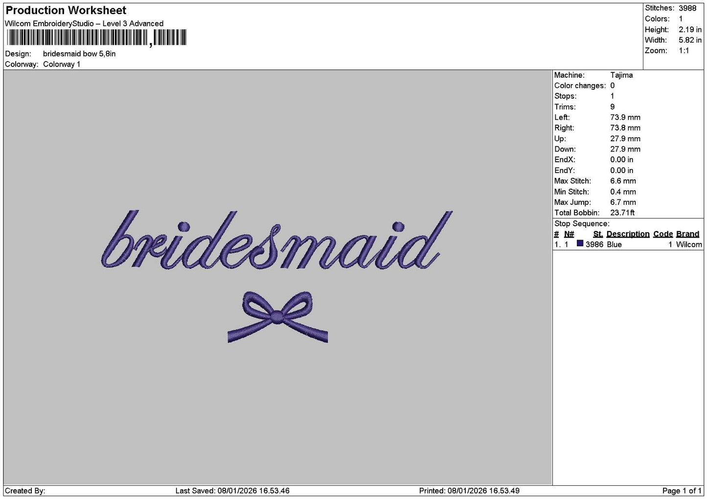 Brides Text 0801 Embroidery File 6 sizes