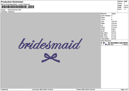 Brides Text 0801 Embroidery File 6 sizes