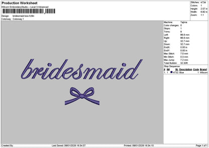 Brides Text 0801 Embroidery File 6 sizes