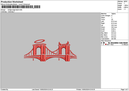 Bridge Red Embroidery File 6 sizes