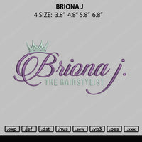 Briona J Embroidery File 4 size