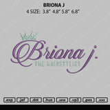 Briona J Embroidery File 4 size