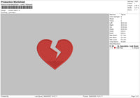 Broken Heart Embroidery File 4 size