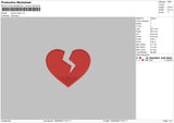 Broken Heart Embroidery File 4 size