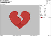 Broken Heart Embroidery File 4 size