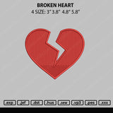 Broken Heart Embroidery File 4 size