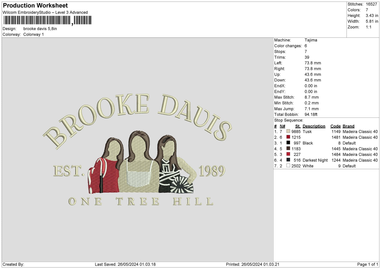 Broke Davis Embroidery Design File 6 sizes
