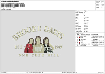 Broke Davis Embroidery Design File 6 sizes