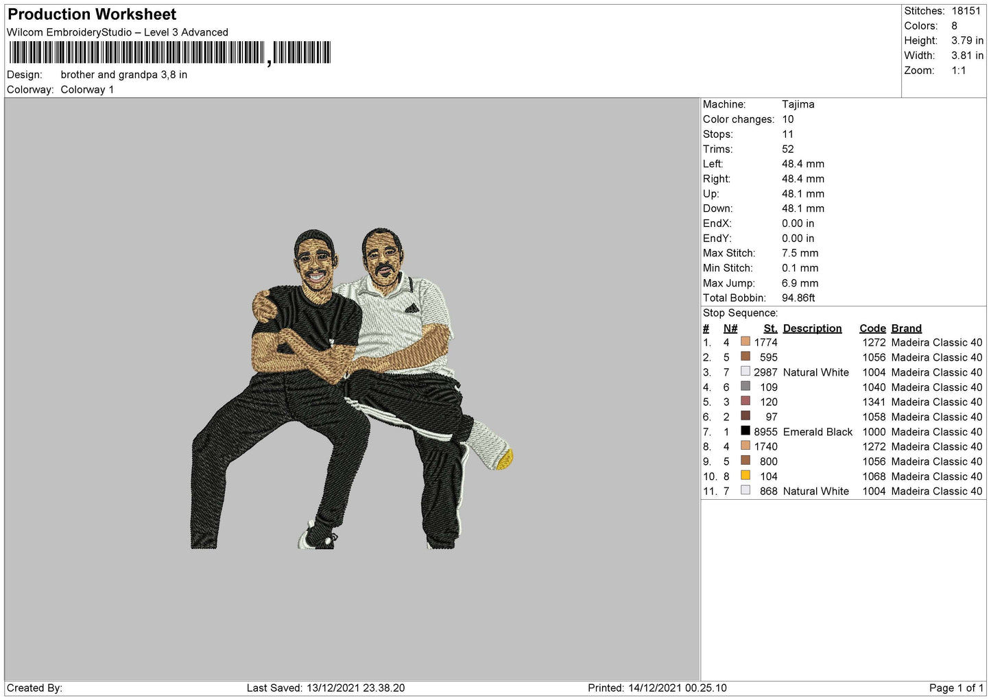 Brother And Grandpa Embroidery Machie Design File 4 size