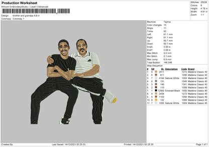 Brother And Grandpa Embroidery Machie Design File 4 size