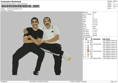 Brother And Grandpa Embroidery Machie Design File 4 size
