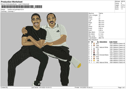 Brother And Grandpa Embroidery Machie Design File 4 size