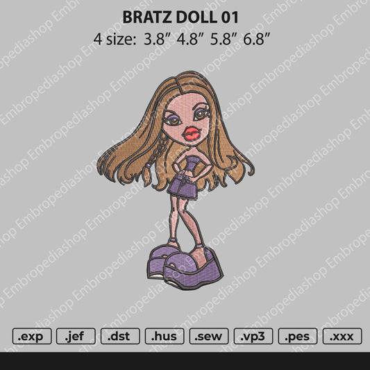 Bratz Yasmin Embroidery Machine Design File 4 size