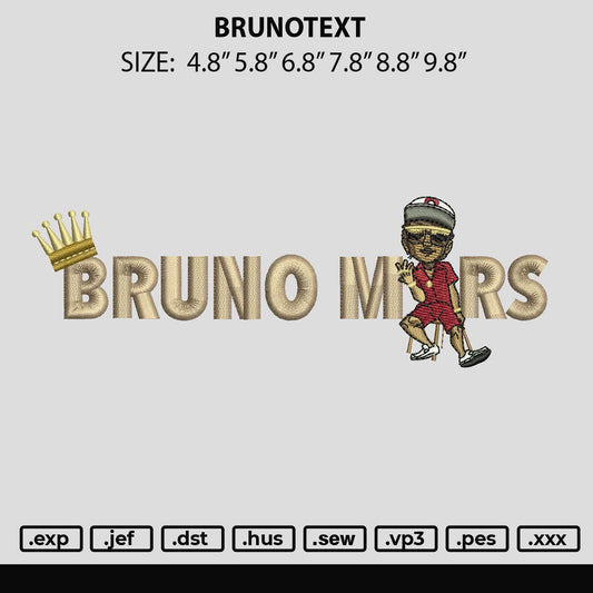 Bruno Mars text Embroidery Design File 6 sizes