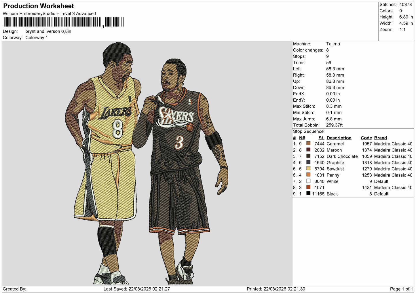 Players Brynt Embroidery Machine Design File 6 sizes