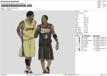 Players Brynt Embroidery Machine Design File 6 sizes
