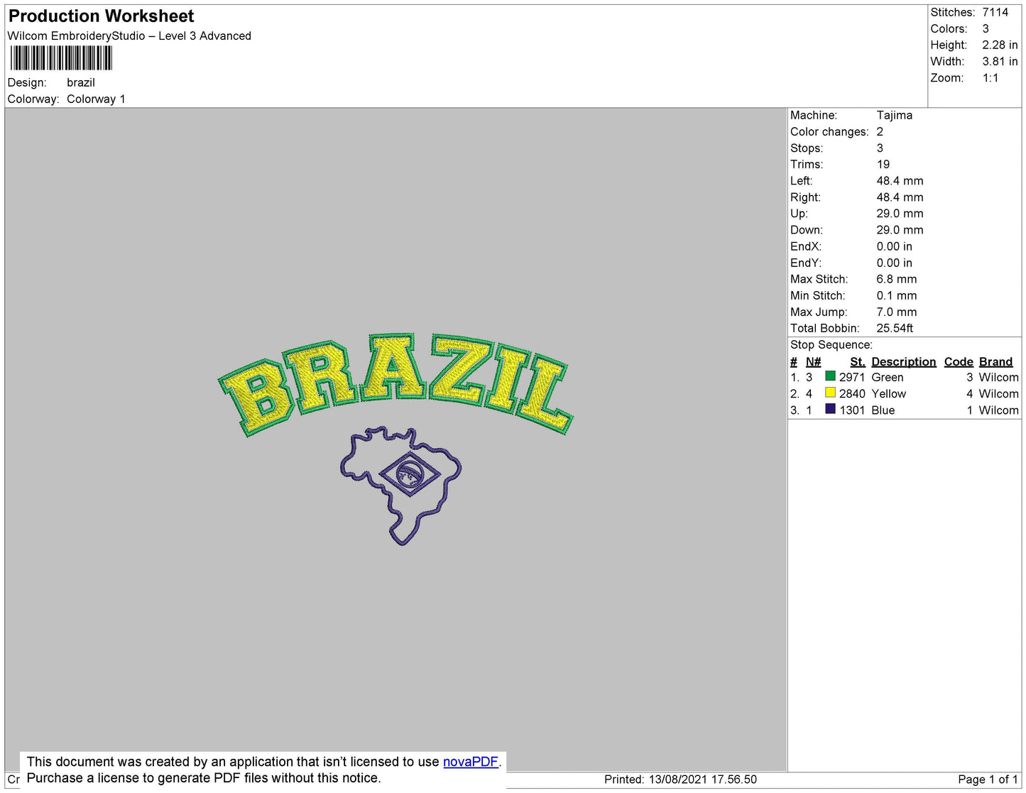 Brazil Embroidery File 4 size