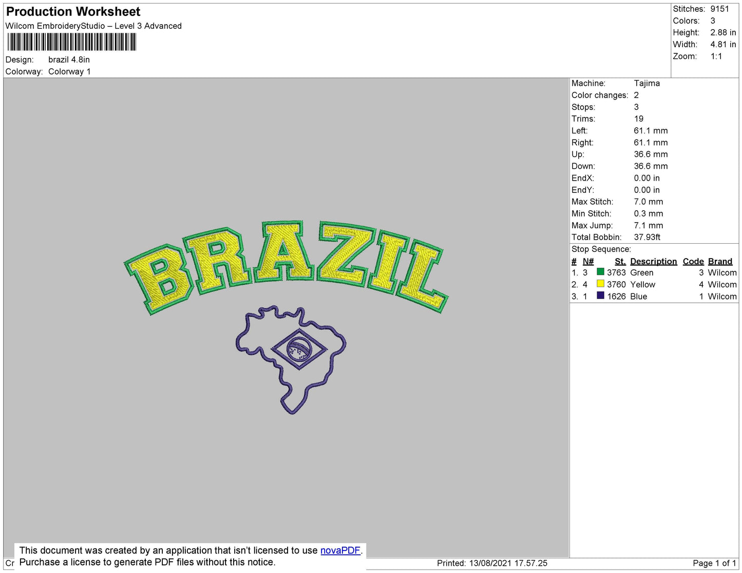 Brazil Embroidery File 4 size