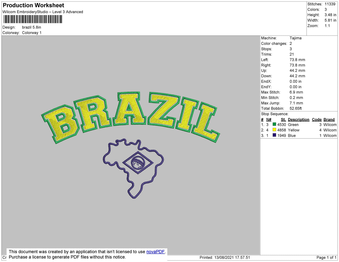 Brazil Embroidery File 4 size
