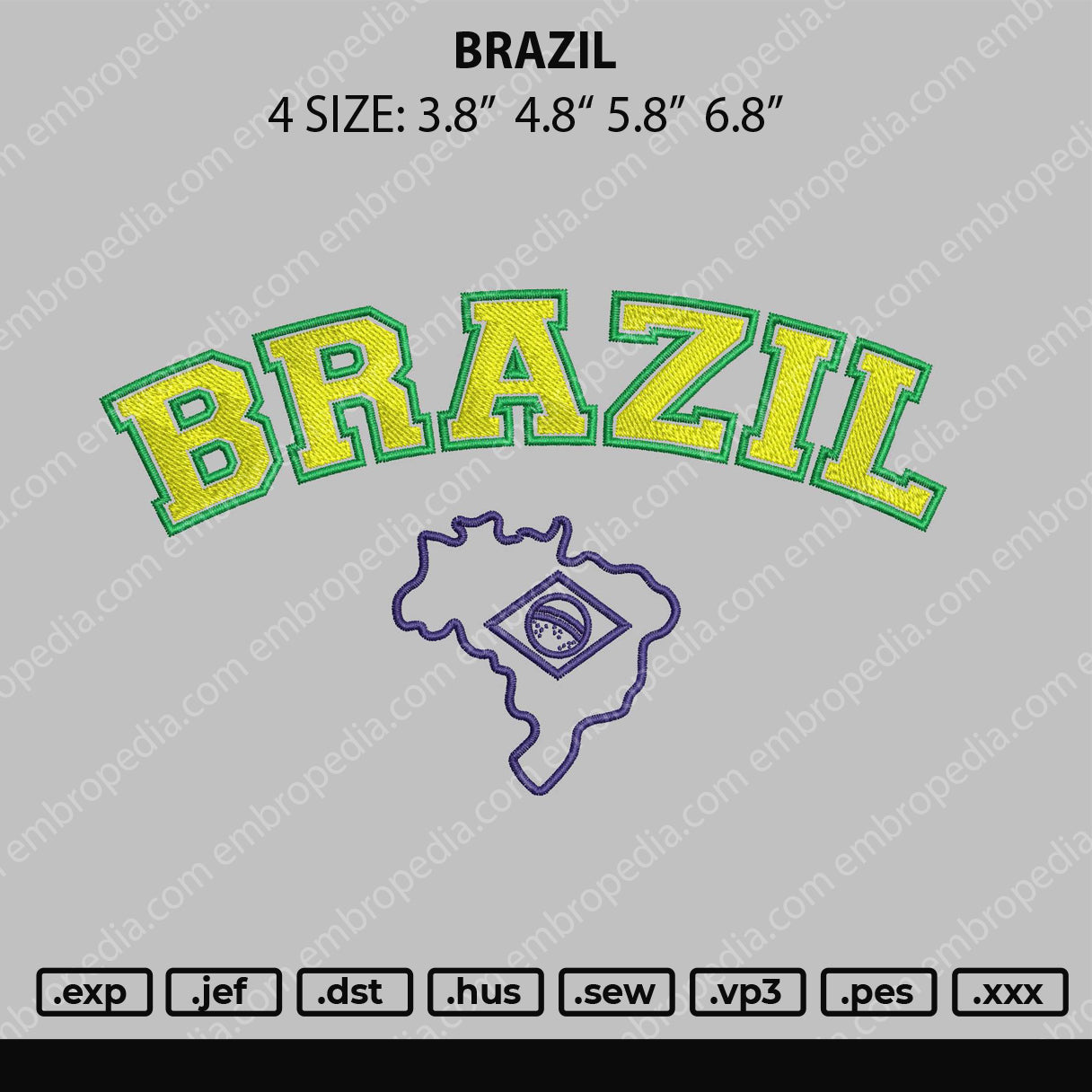 Brazil Embroidery File 4 size