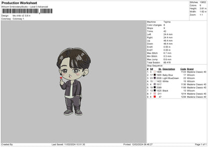 Chibi Boy 02 Embroidery File 6 sizes