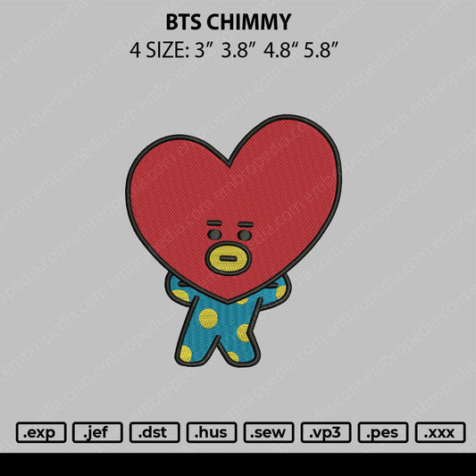 Bts Chimmy Embroidery Machine Design File 4 size