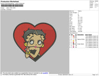 Betty Boop Love Embroidery File 3 size