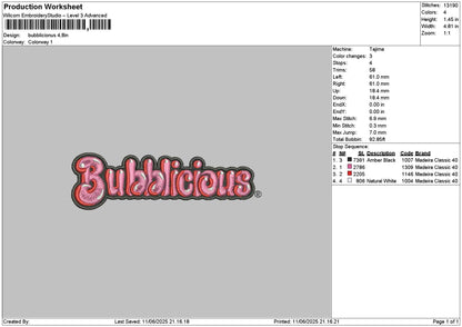 Bubblitext Embroidery File 6 sizes